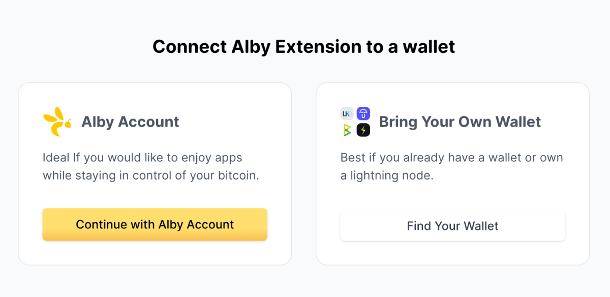 Screenshot of connecting on Alby