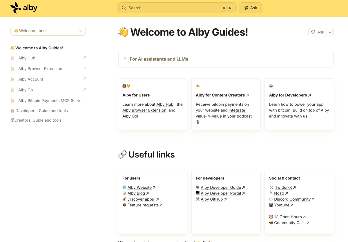 Screenshot of Alby's Pocket guide